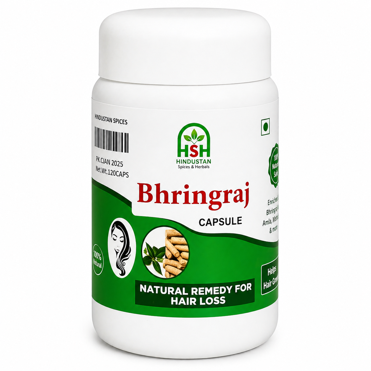 Bhring Raj Capsules – Ayurvedic Hair Wellness Support for Hair Health & Strength | 120 Capsules