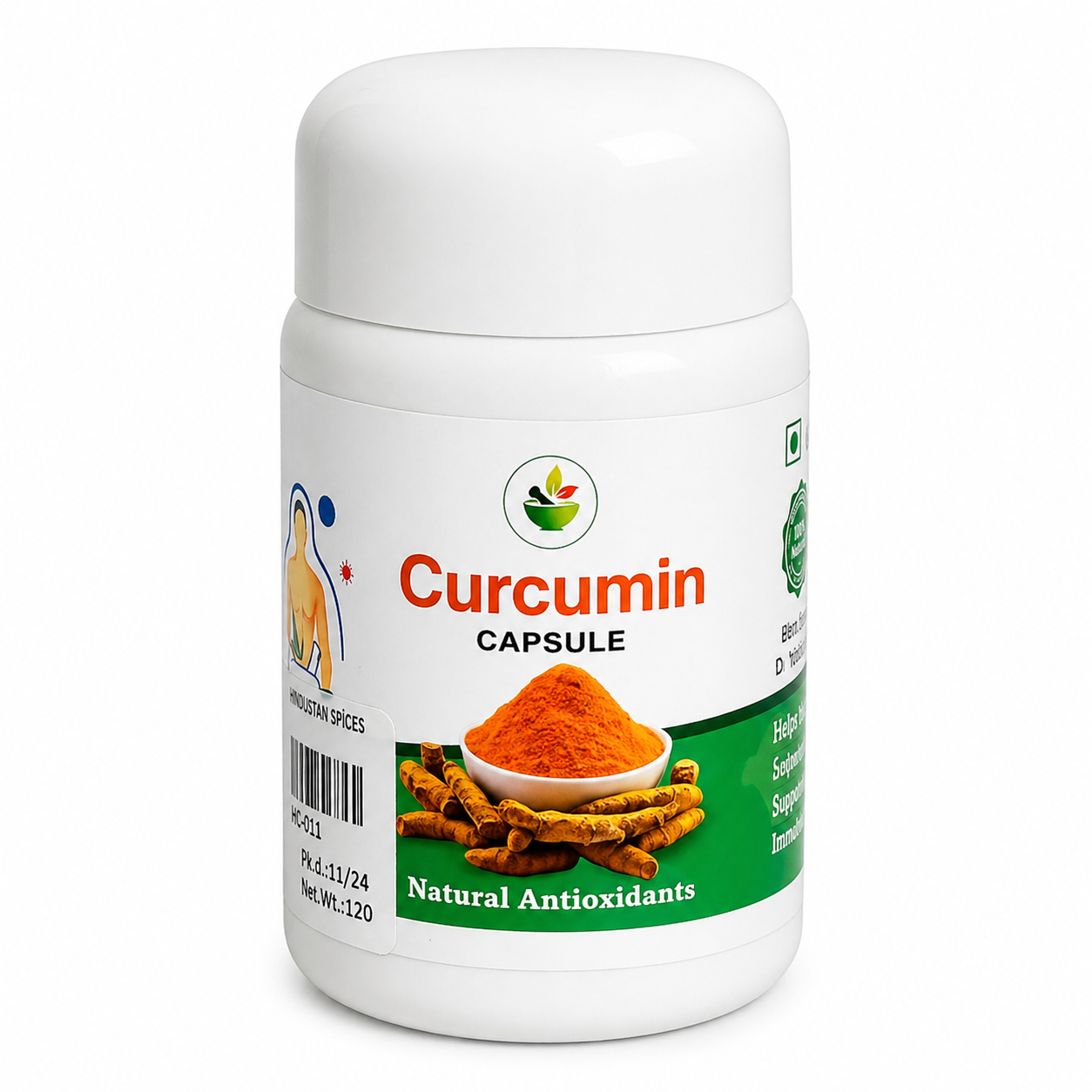 Curcumin Capsules – Ayurvedic Antioxidant Support for Health & Wellness | 120 Capsules