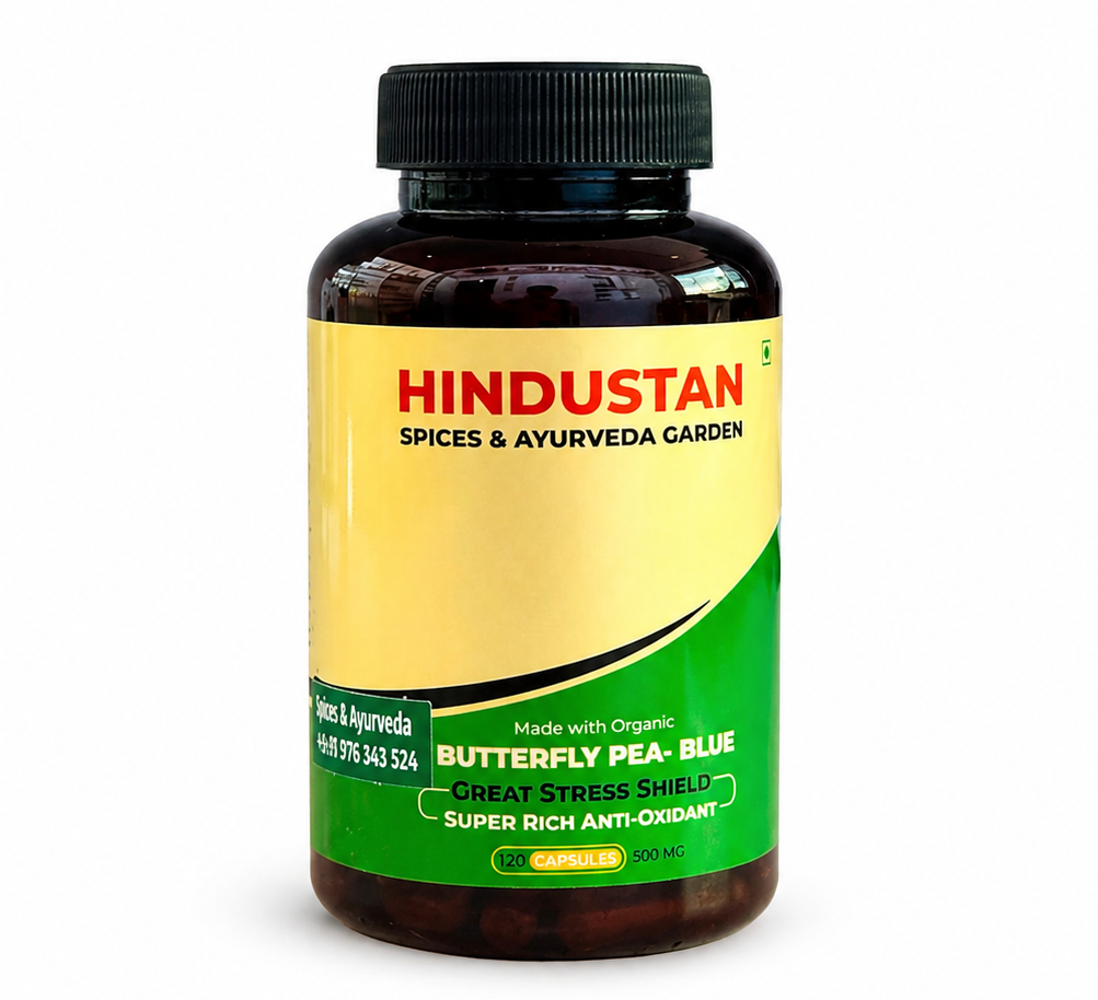Butterfly Pea Blue Capsules – Ayurvedic Support for Brain Wellness, Stress Relief & Skin Health | 120 Capsules