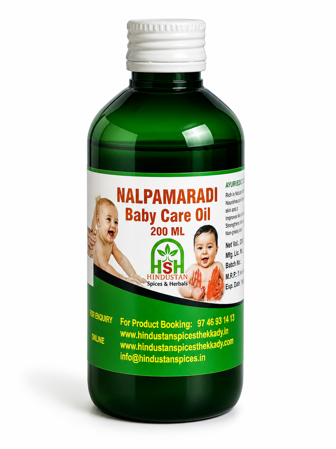 Nalpamaradi Baby Care Oil – Ayurvedic Baby Skin Nourishing Oil for Softness & Glow | 200ml–500ml