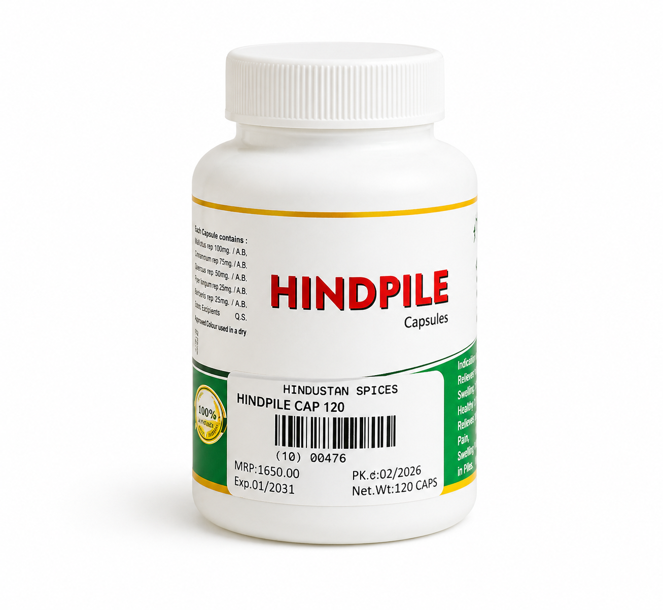 Hindpile Capsules – Ayurvedic Support for Piles Care & Digestive Wellness | 120 Capsules