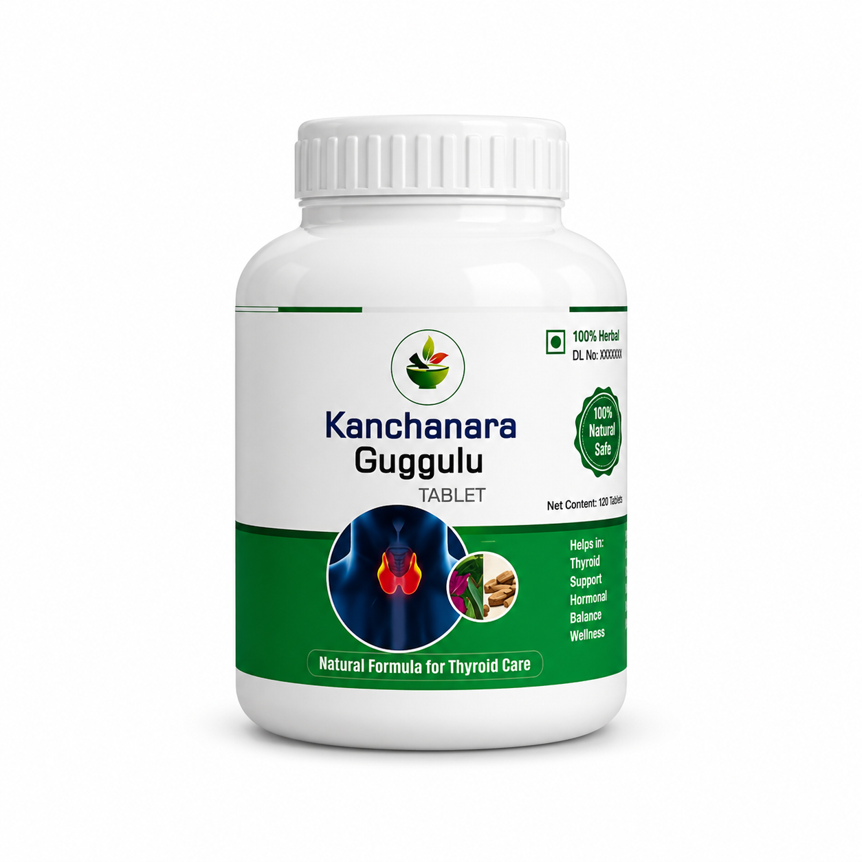Kanchanara Guggulu Tablets – Ayurvedic Support for Thyroid Health & Metabolic Wellness | 120 Tablets